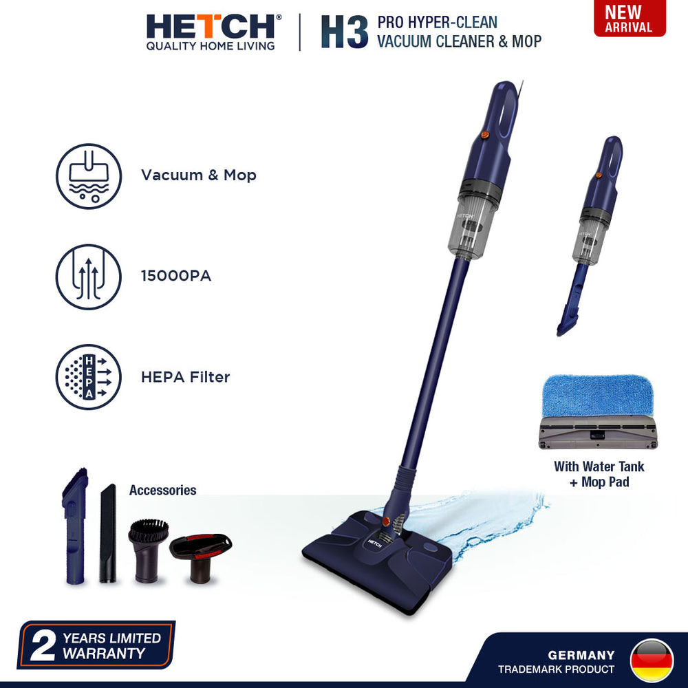 HETCH H3 PRO HYPER-CLEANED VACUUM CLEANER AND MOP HVC-1417-HC