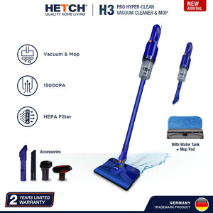 HETCH H3 PRO HYPER-CLEANED VACUUM CLEANER AND MOP HVC-1417-HC