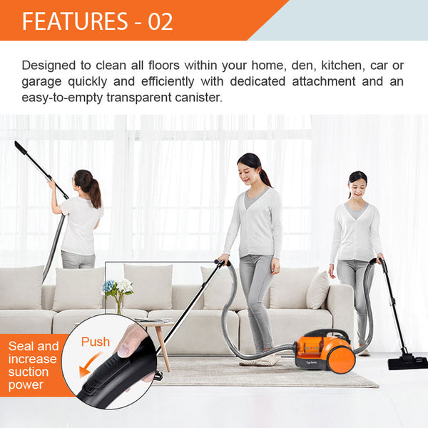 HETCH Cyclone Strong Suction 30000pa Cyclonic Vacuum Cleaner Hepa Filter (1600W) CVC-1408-HC
