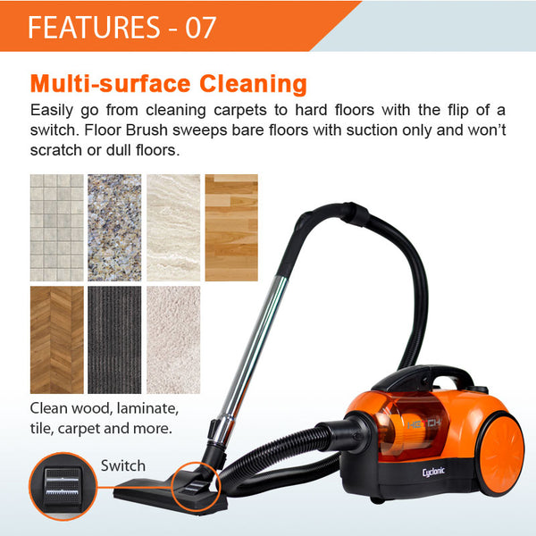 HETCH Cyclone Strong Suction 30000pa Cyclonic Vacuum Cleaner Hepa Filter (1600W) CVC-1408-HC