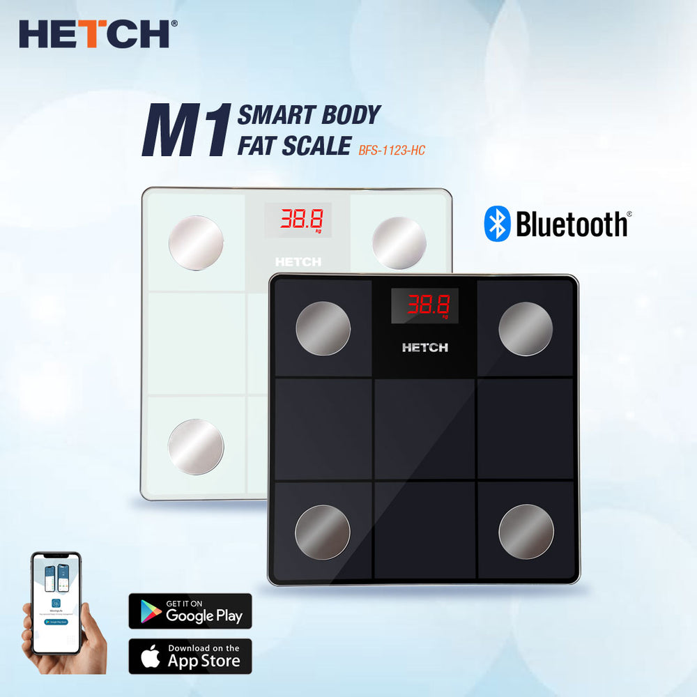 HETCH M1 Bluetooth Smart App Body Fat Scale BFS-1123-HC (BMI, Body Fat %, Water %, Protein %)