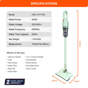 HETCH H3 PRO HYPER-CLEANED VACUUM CLEANER AND MOP HVC-1417-HC